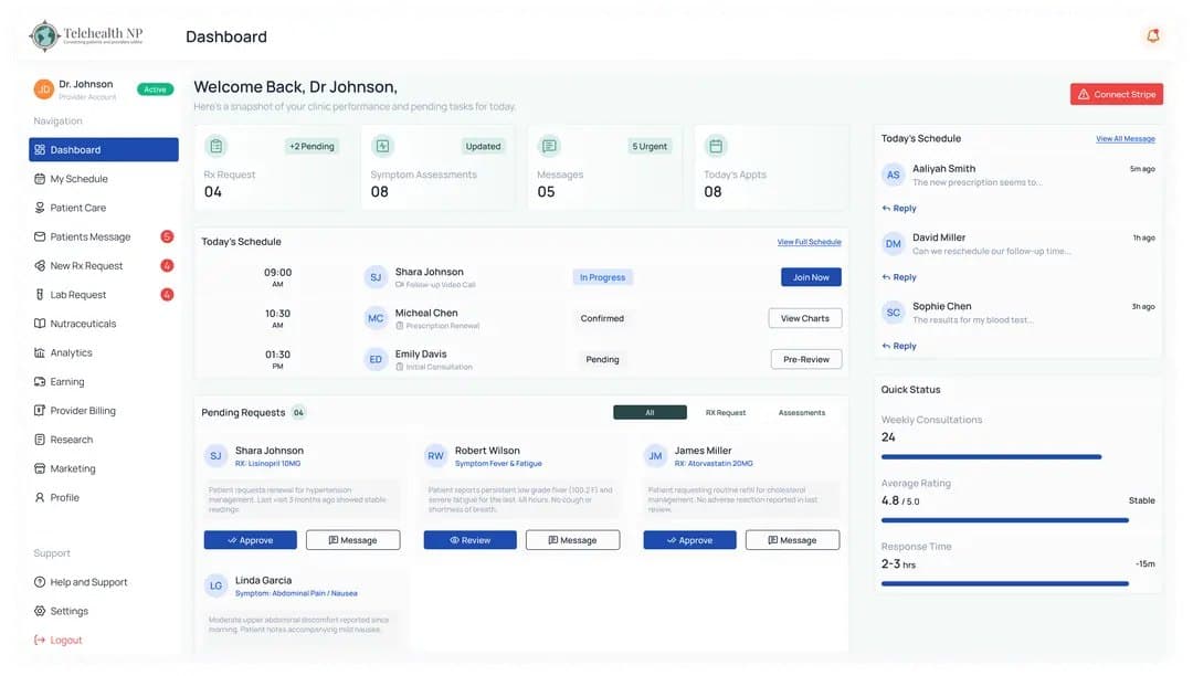 Telehealth Pro provider dashboard