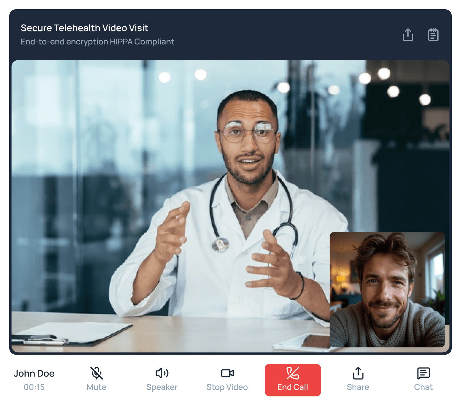 Screenshot of consultation visit options